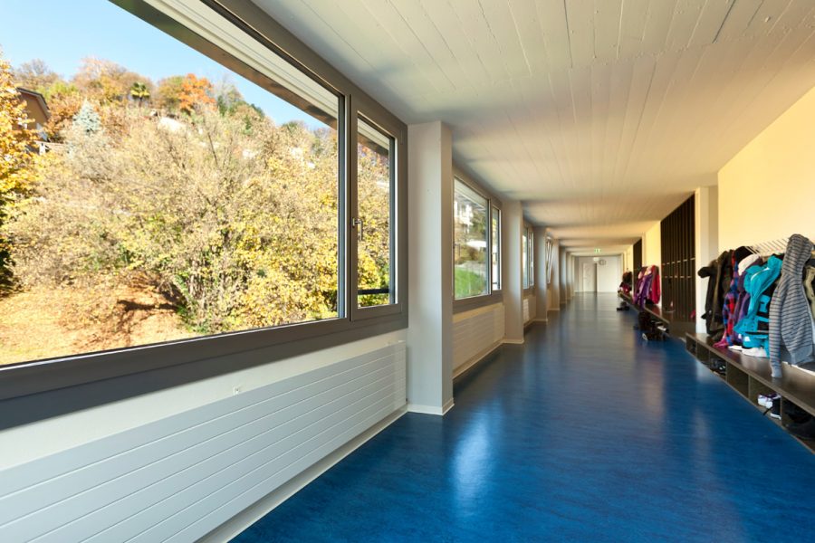 corridor in a modern school Linoleum